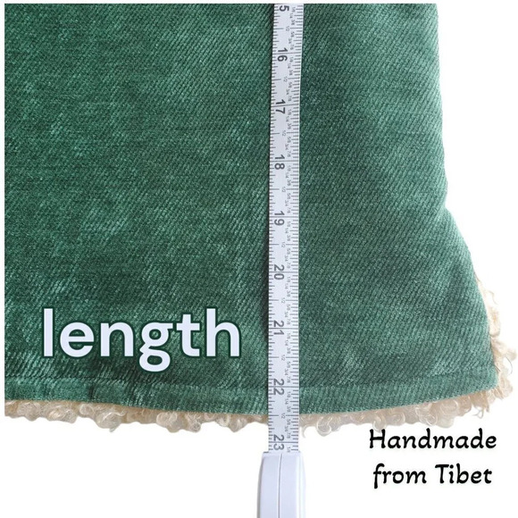 Handmade Tibetan | Children's Coat with Angora Lining | Green | sz 6 to 7 - Picture 6 of 8